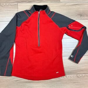 REI Co-op Red Quarter Zip Pullover Size Small Sleeve Pocket Activewear Top
